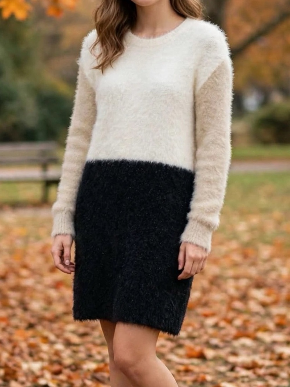 a.n.a® a new approach Fuzzy Tri-Tone Sweater Dress